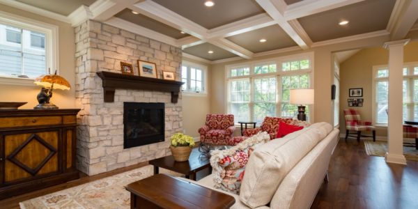 white-beam-ceiling-living-room-stone-fireplace